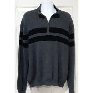 Tommy Hilfiger Mens Sweater, Gray, Nsvy Stripe, 1/4 zip Preowned 2xl